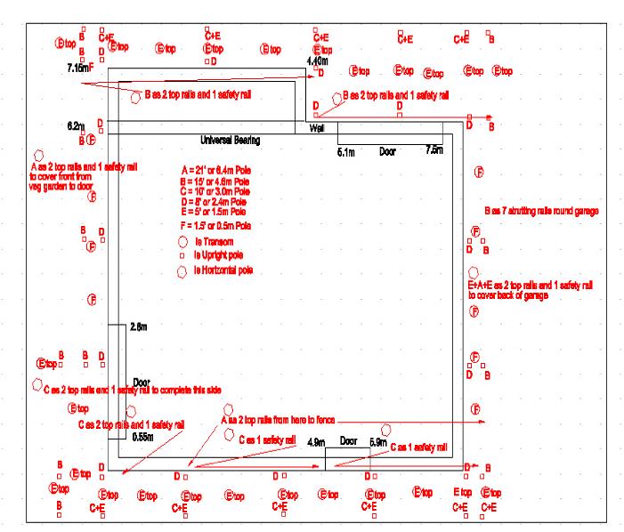 garage scaffold 2a layout of my scaffolding round outside of new garage walls